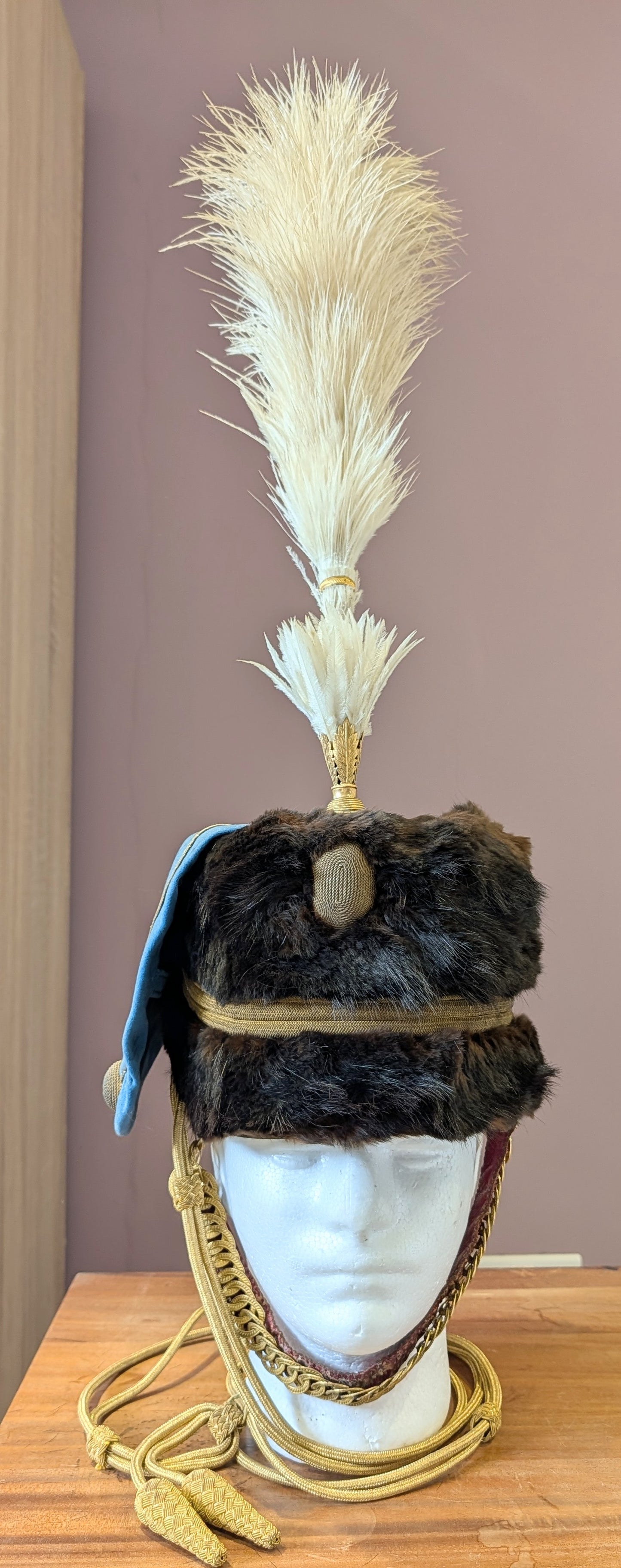 Rare Edwardian Pre WW1 3rd Hussars Officers Busby With White Feather Plume