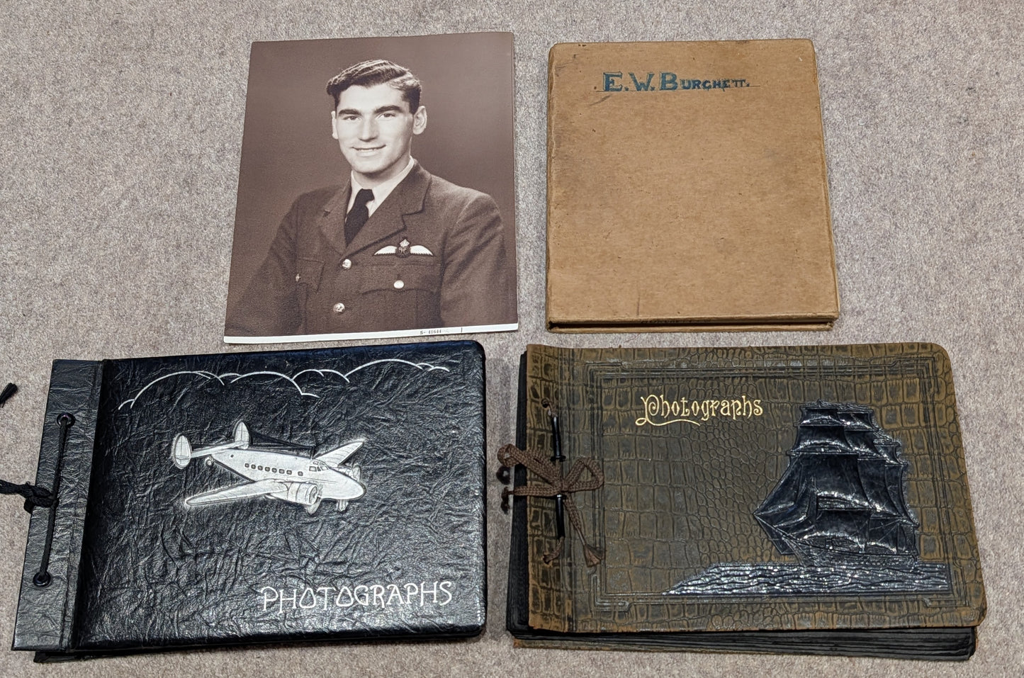 SOLD! WW2 RCAF Flying Log Book E  W Burchett With 2 Of His Photo Albums