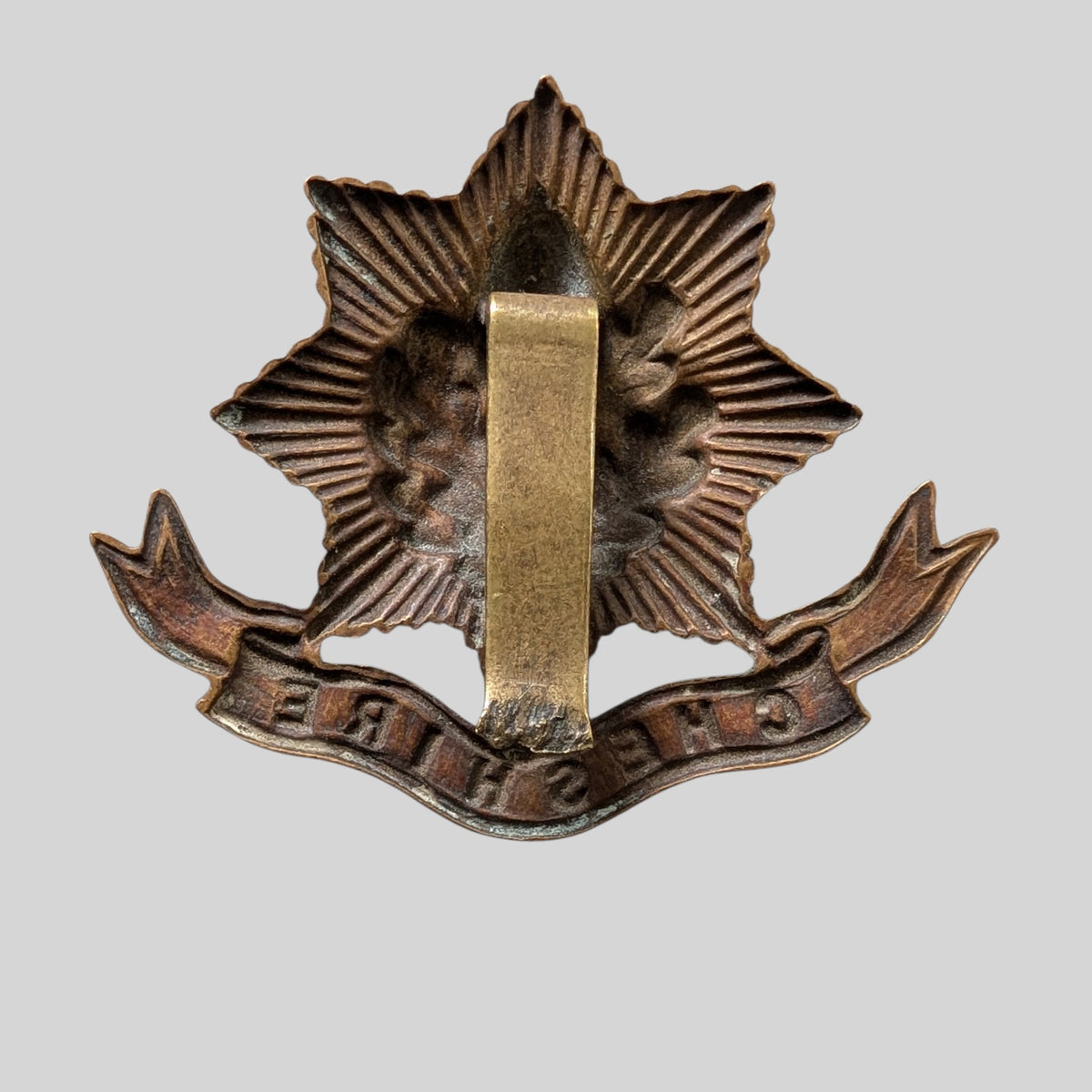 WW1 Cheshire Regiment Brass Economy Cap Badge