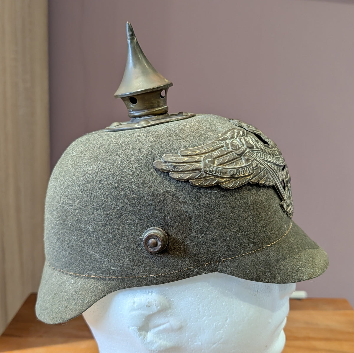 M15 WW1 German Prussian Grenadier Ersatz Felt Enlisted mans Pickelhaube Helmet