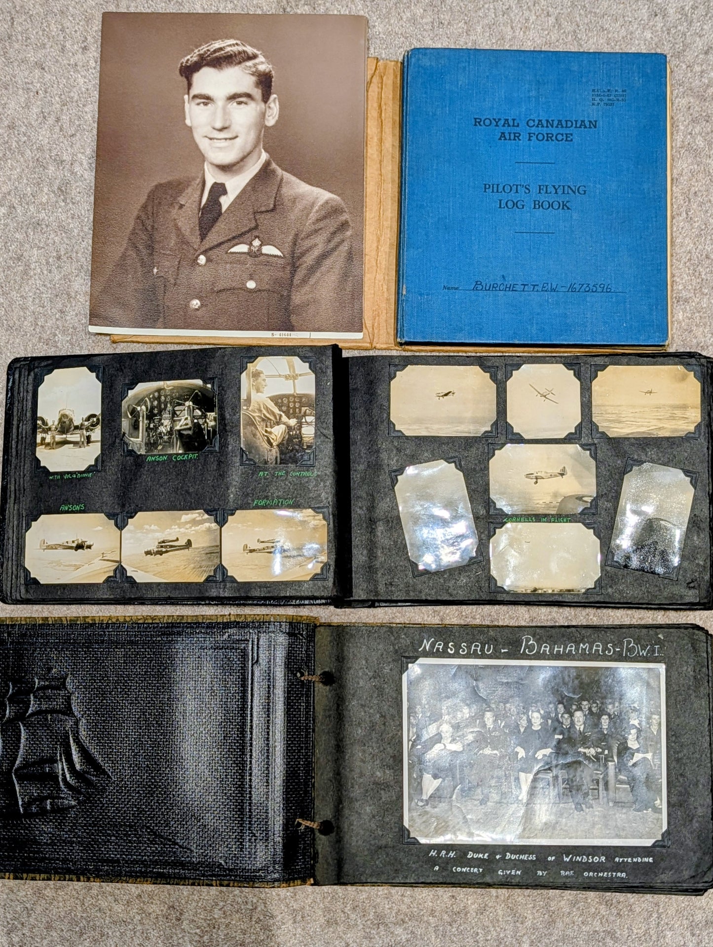SOLD! WW2 RCAF Flying Log Book E  W Burchett With 2 Of His Photo Albums