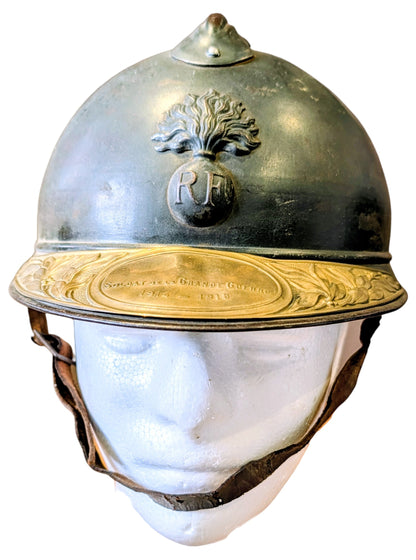 WW1 French Infantry M15 ‘Adrian’ Helmet With Veterans Plate