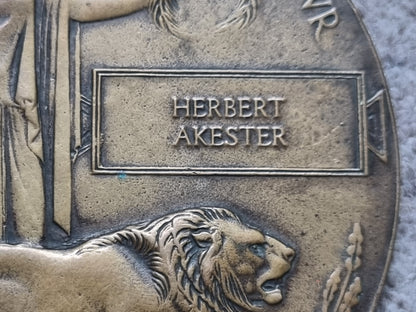 SOLD! WW1 British Army Death Plaque to Herbert Akester, 3rd Battalion Coldstream Guards, KIA Somme