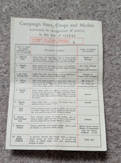 SOLD! WW2 Casualty KIA 4 Medal Group Issue Box & Award Slip LESLIE ALBERT MARSHALL