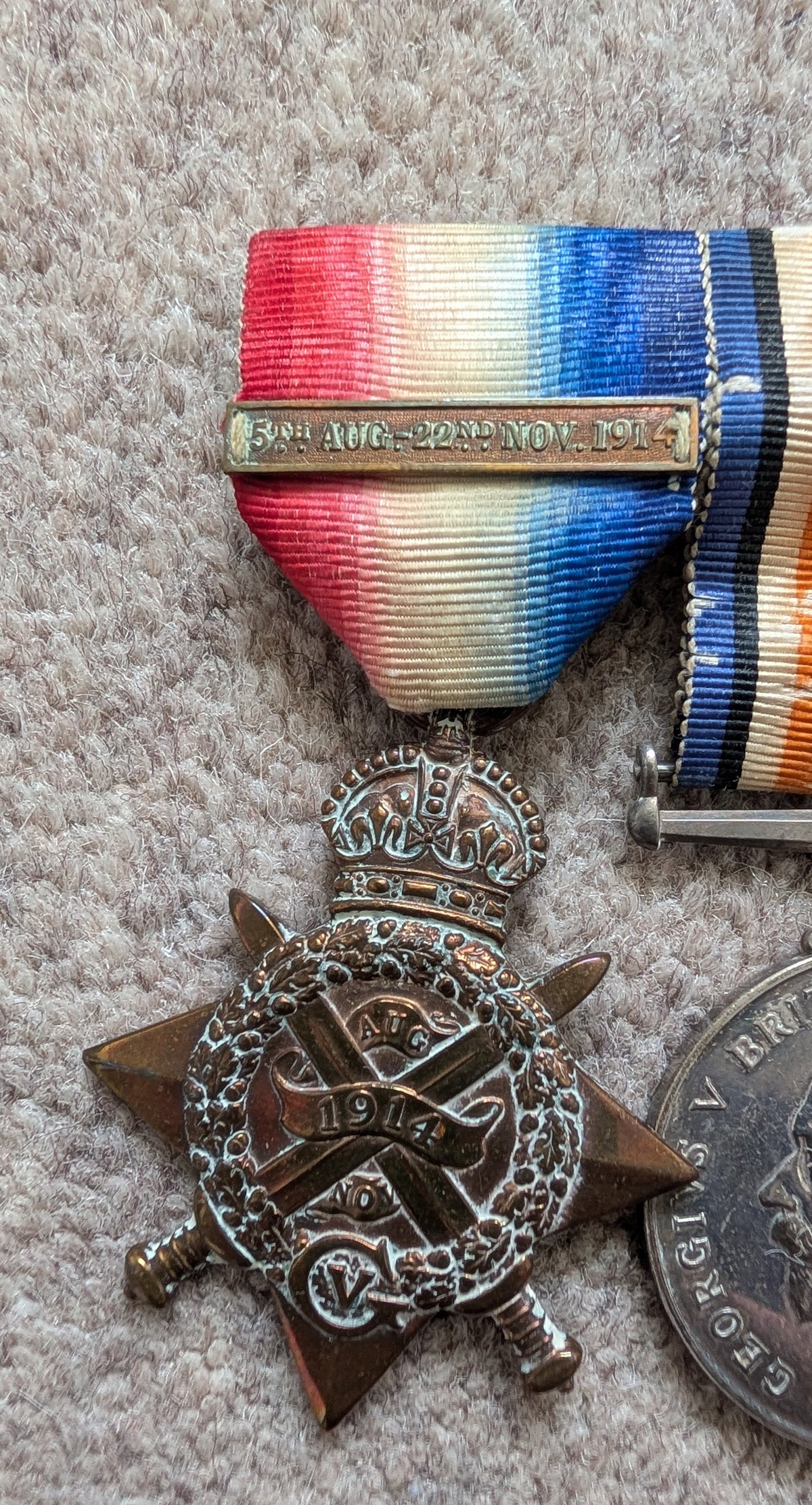 WW1 Mons Star With Clasp Quartet With Territorial Efficiency - Thomas MacNair