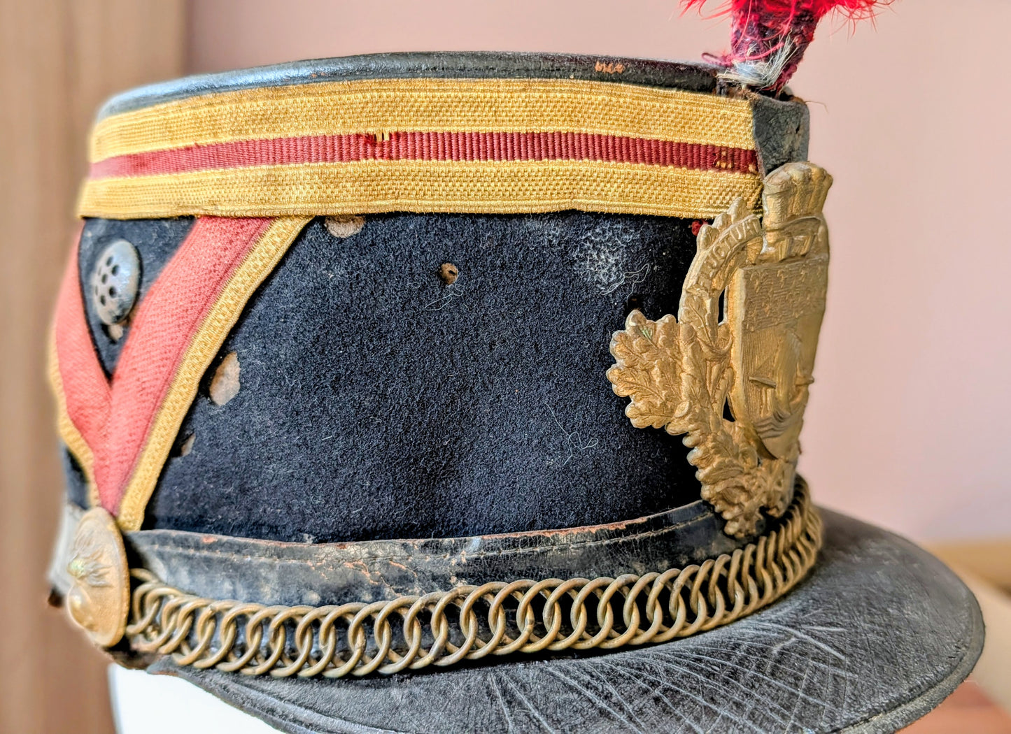Early 20th Century French Republican Guard Shako With Feather Plume