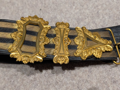 Edwardian British Indian Army Leather & Bullion Gilt GRI CrossBelt