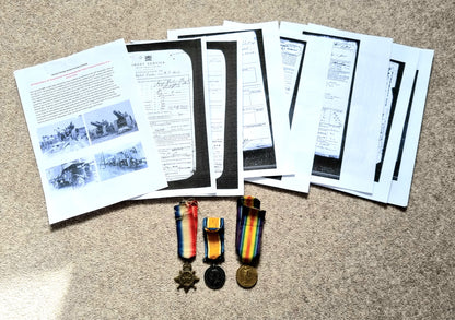 SOLD! WW1 British Medal Trio to George Deakin, 355 Siege Battery, Royal Garrison Artillery, Demoted at Own Request