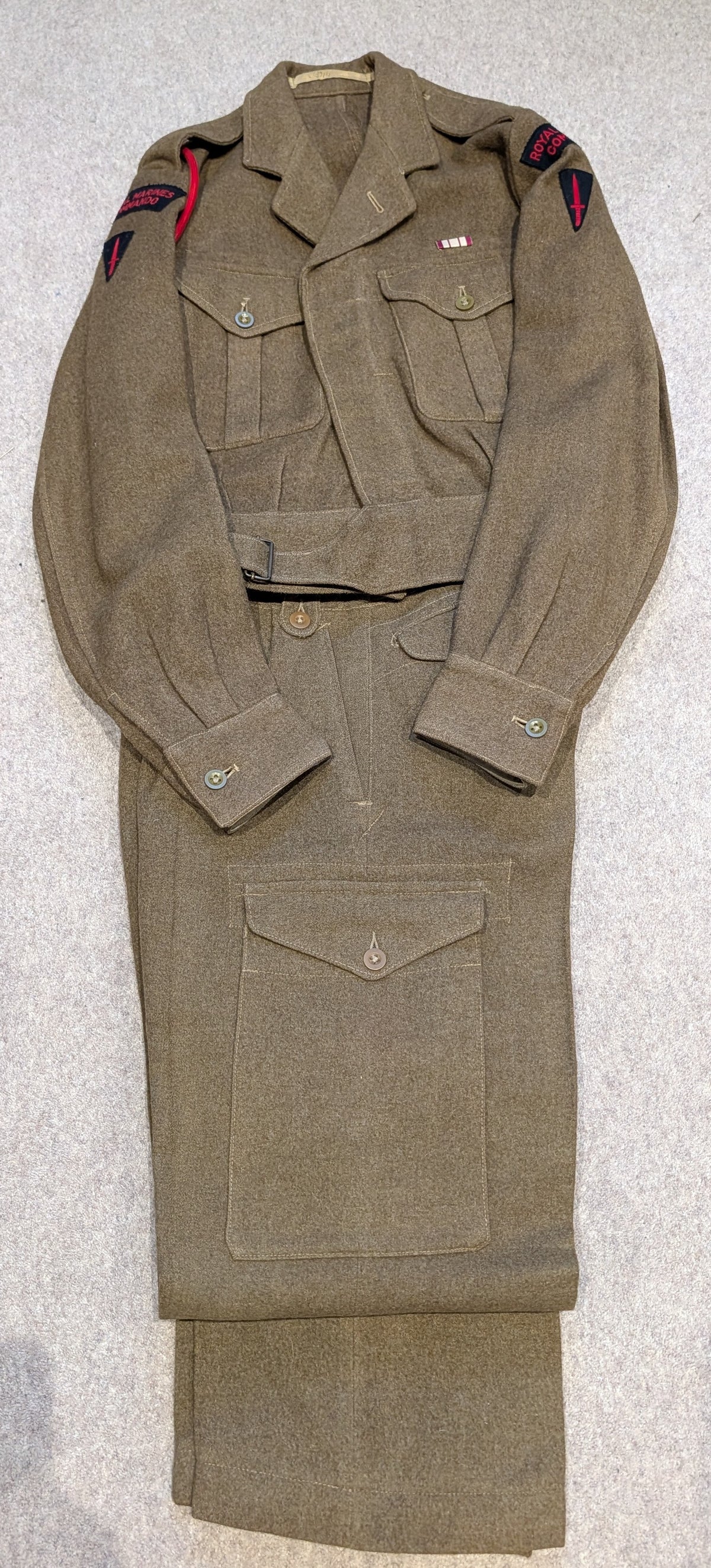 1954 British Army Royal Marine Commando Battledress & Trousers Named