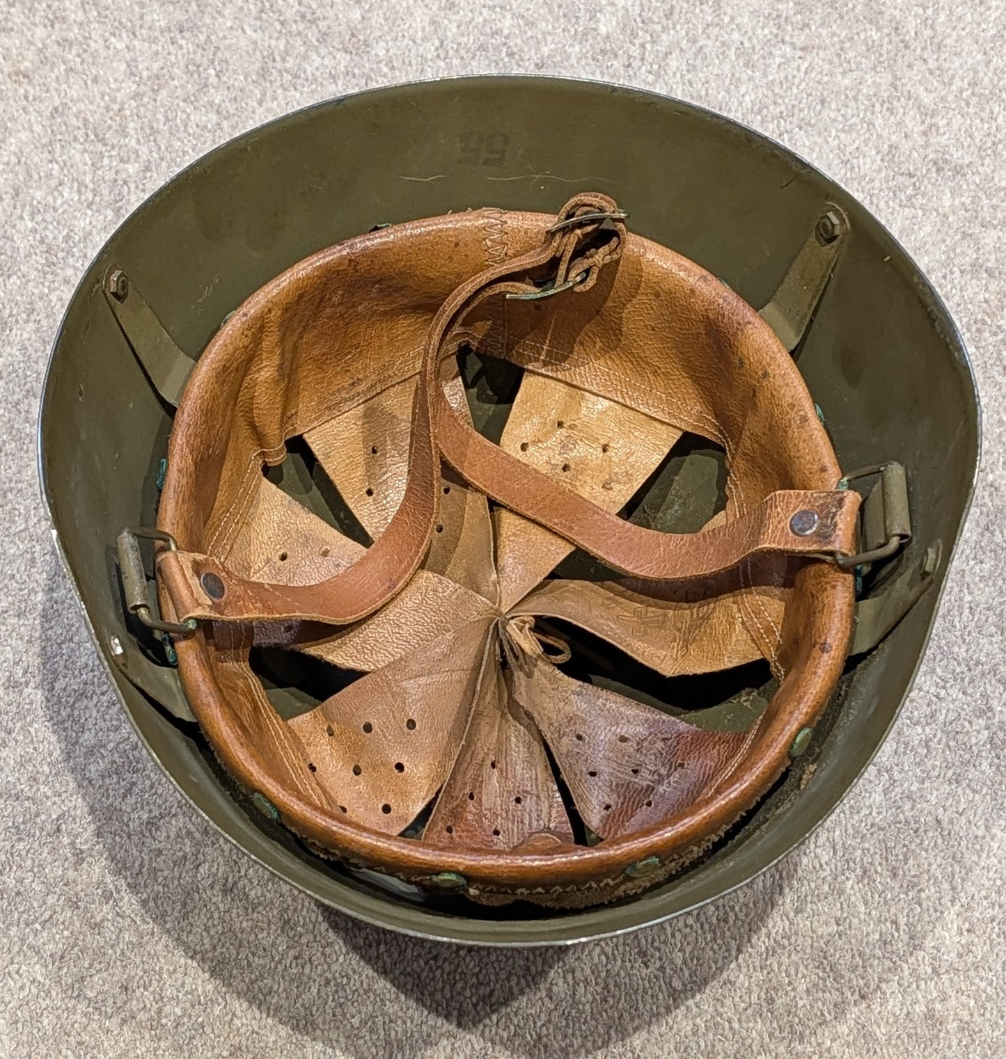 FANTASTIC WW2 GREEK ROYAL ARMY M36 COMBAT HELMET COMPLETE