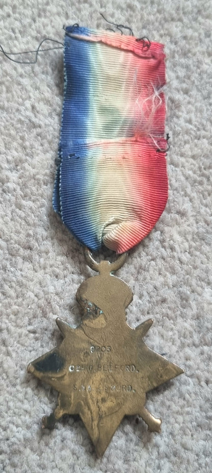 SOLD! WW1 4 Medal Group Mons Star with 5th Aug Clasp and LS&GC medal - George Belford 1 Btn South Wales Borderers BEF Wounded 17th Nov 1914