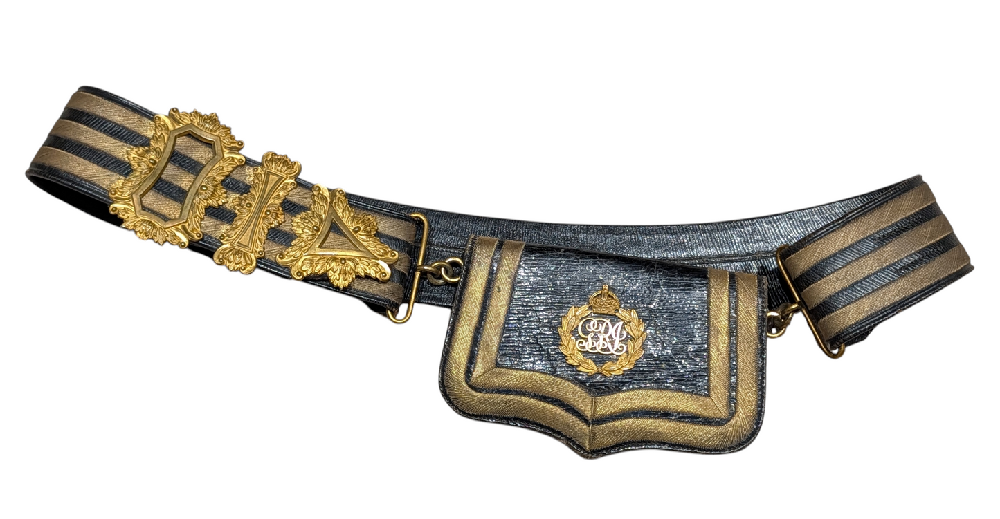 Edwardian British Indian Army Leather & Bullion Gilt GRI CrossBelt