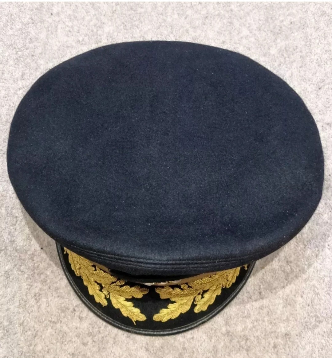 WW2 US Navy Commanders Officer Black Woollen Visor Cap -Luxenberg