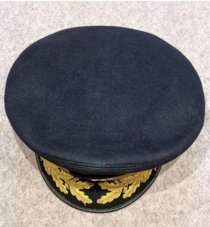 WW2 US Navy Commanders Officer Black Woollen Visor Cap -Luxenberg