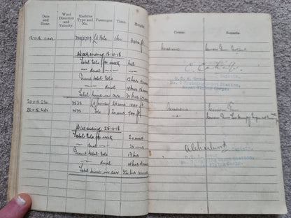 SOLD! WW1 RFC Flying Log Book Photo & RFC Papers to 2nd Lieut H C Derham