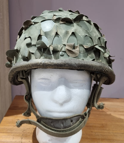 SOLD! French Army M78 F1 Series 1 Combat helmet With Camo Leaf Cover 1987