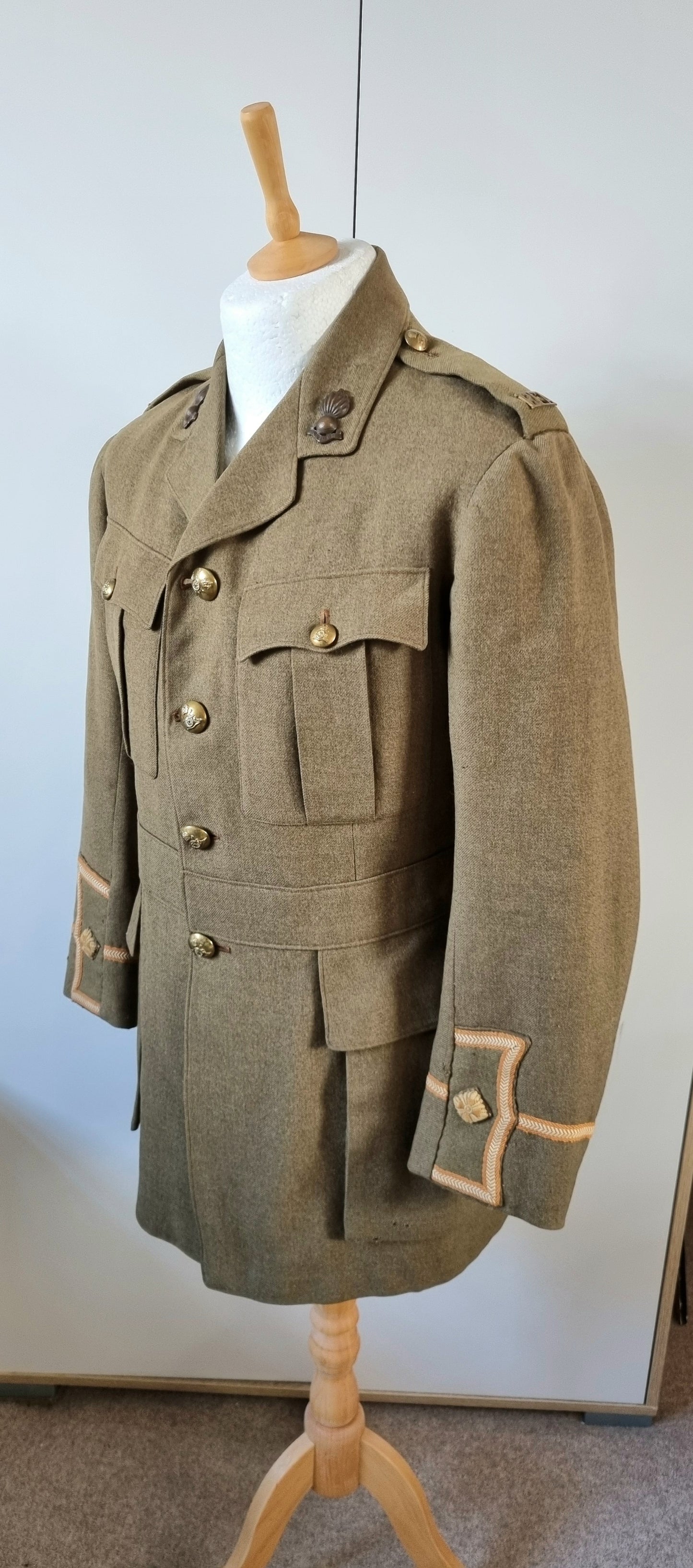 WW1 British Army 2nd Lieutenant Cuff Rank Uniform Jacket Royal Field Artillery (Made from Original Parts)
