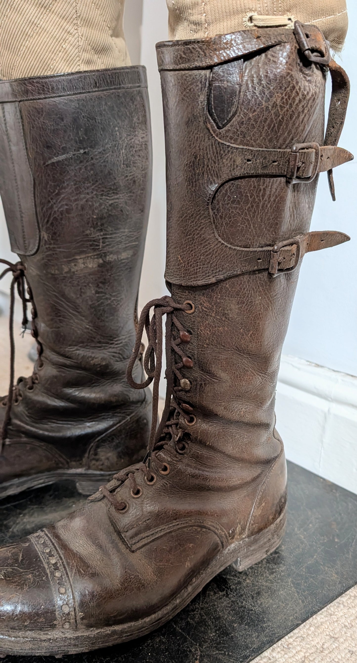 WW1 British officer's  Private Purchase Leather Hobnailed Trench Boots