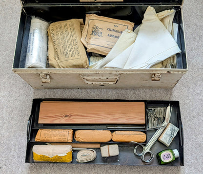 WW2 Emergency Fire Brigade Medical First Aid Tin Box with Contents 1941