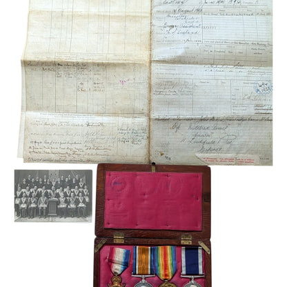 WW1 Royal Marines Light Infantry Medal Quartet & Service / Masonic Papers - George Thomas Norman
