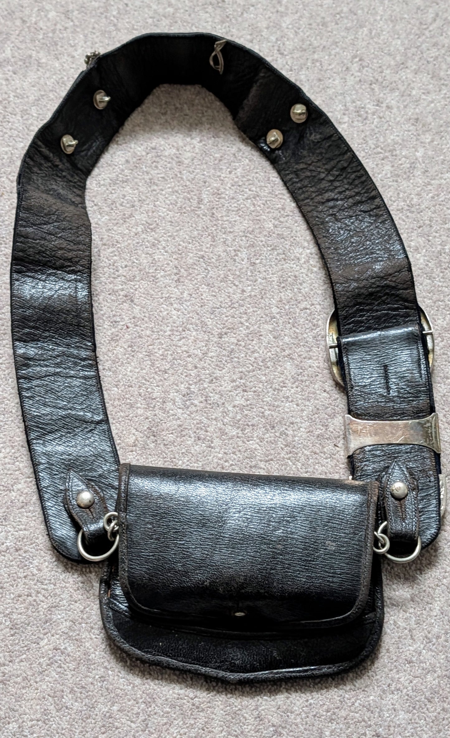 SOLD! Beautiful Edwardian Montgomeryshire Yeomanry CrossBelt & Pouch & Cover - Solid Silver Fittings