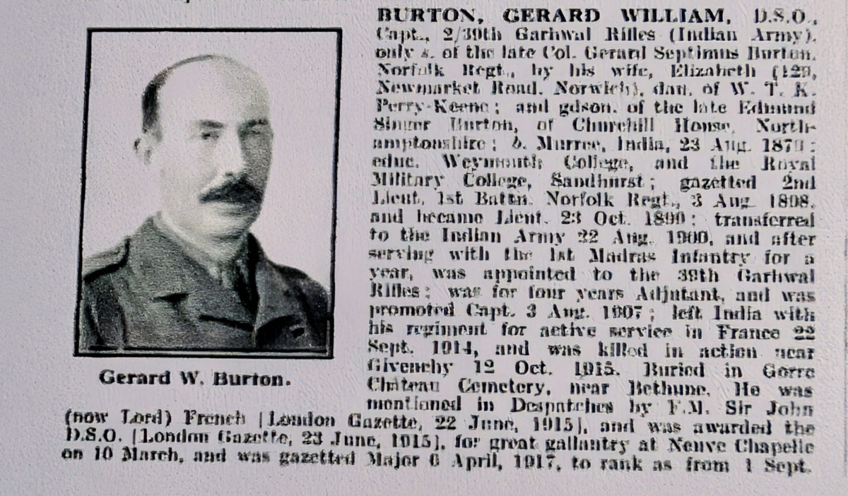 Amazing Edwardian 39th Garhwal Rifles Dolman Jacket - Capt Gerard Burton DSO KIA
