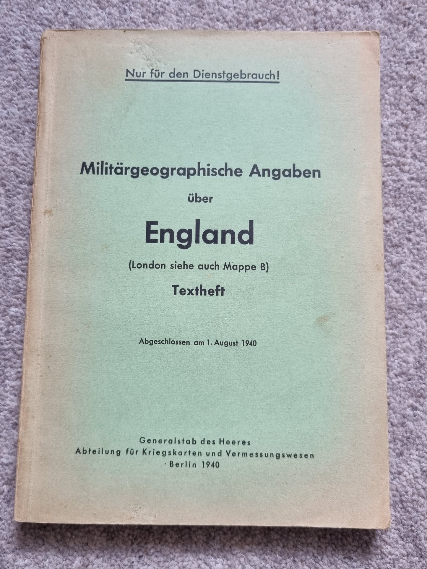 SOLD! Rare Operation Sealion  Planning Map Folder for England