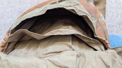 SOLD! WW1 British Army Officers Canvas & Leather Breadbag Haversack with Carry Strap
