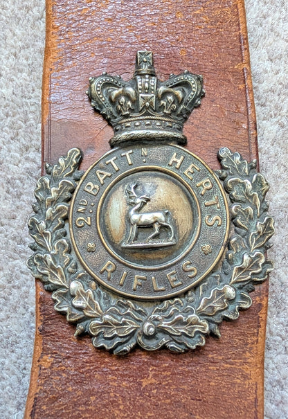 Victorian 2nd Battalion Herts Rifles Leather CrossBelt & Pouch 1881-7