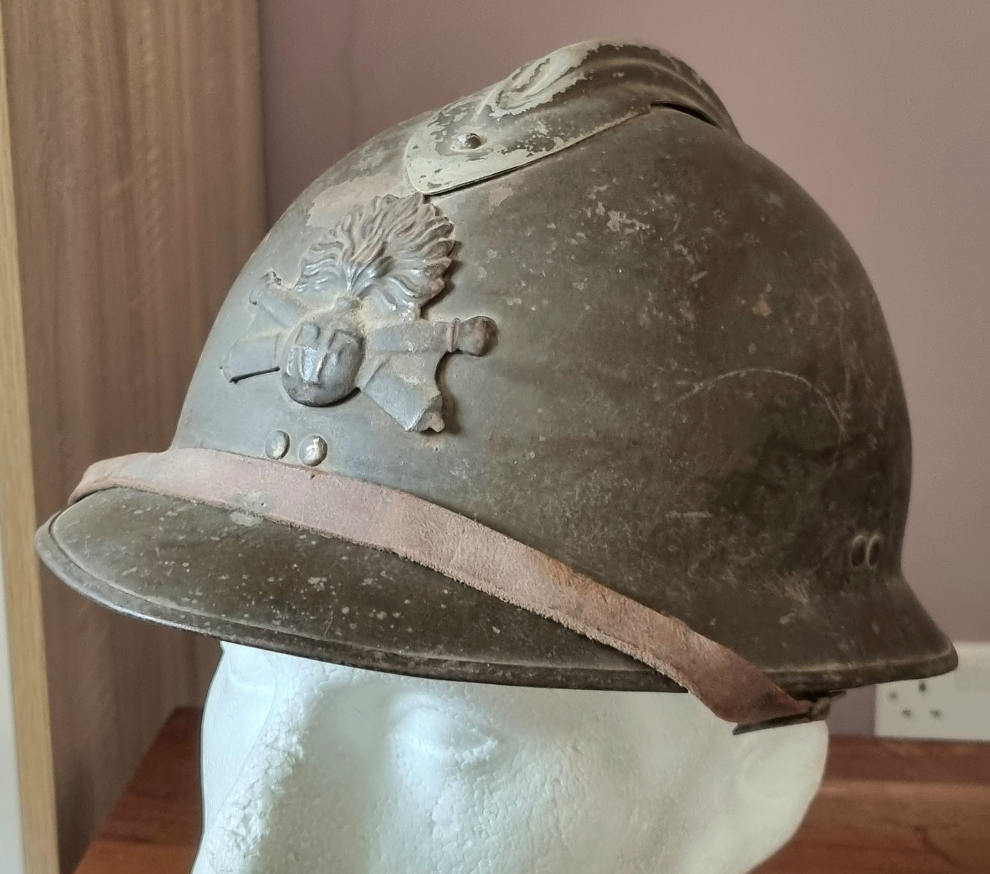 SOLD! WW2 French Army Artillery M26 ‘Adrian’ Helmet With WW1 Badge