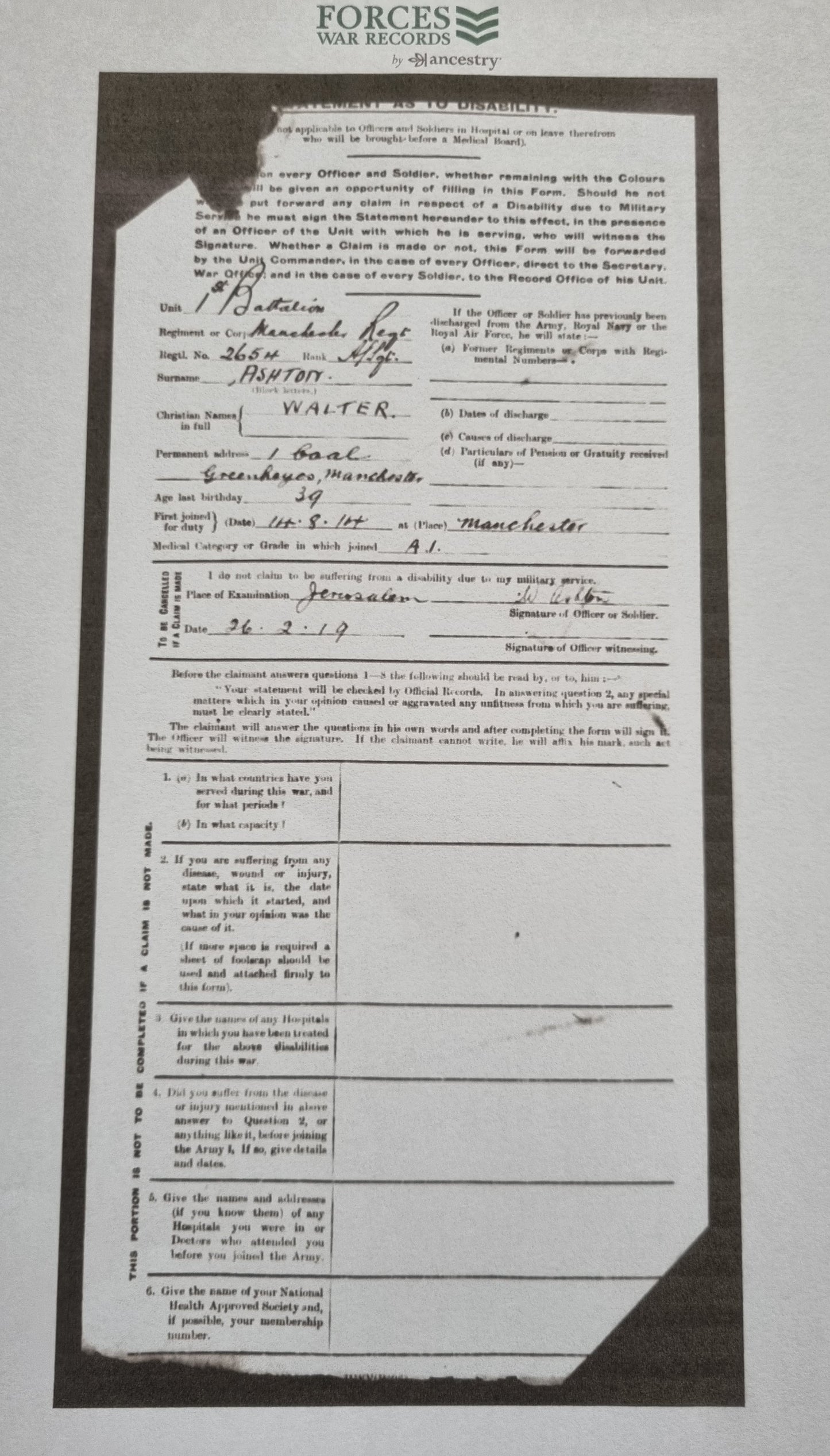 Boer War & WW1 British Army Medal Group to Sergeant Walter Ashton - 1st Manchester Regiment