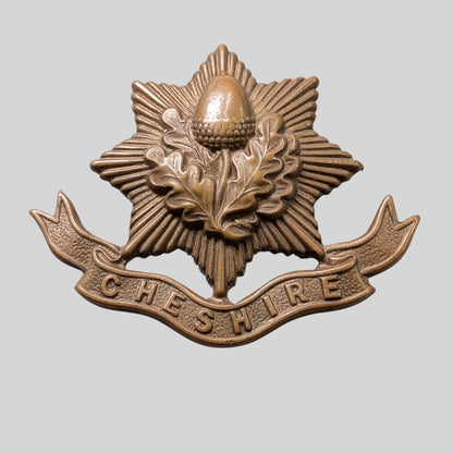 WW1 Cheshire Regiment Brass Economy Cap Badge