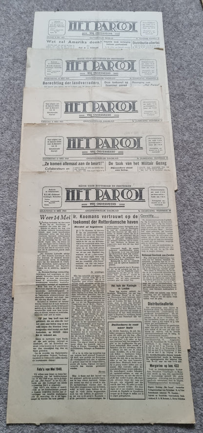 Rare WW2 Dutch Resistance Set - Plaque, Flag, Air Drop Leaflets & Newspapers