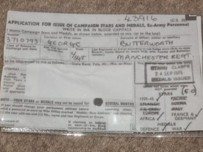 SOLD! WW2 Tropical KD Uniform collection with Jacket Trousers Badges Dog Tags Papers KORL - George Butterworth