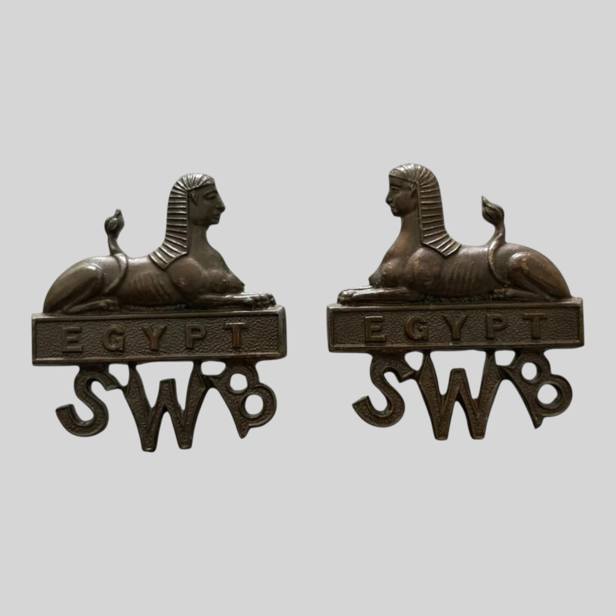 South Wales Borderers Regiment Officer's Bronzed Collar Badge Pair