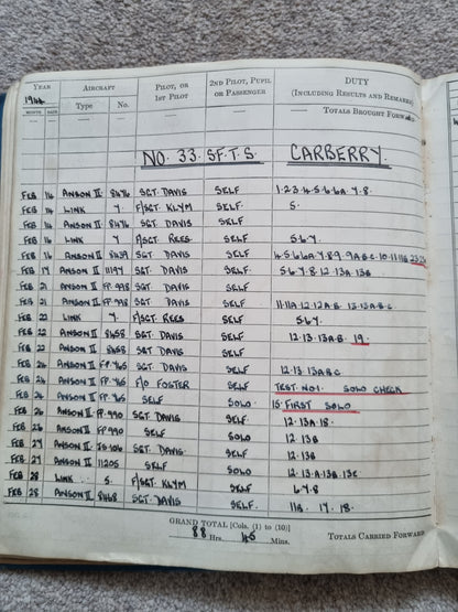 SOLD! Rare WW2 Glider Pilot RCAF Flying Log Book to Brian Andrews, Operation Varsity