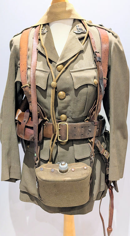 Boer War / WW1 British Leather & Webbing Field Gear Set With Dated Double Strap Sam Browne