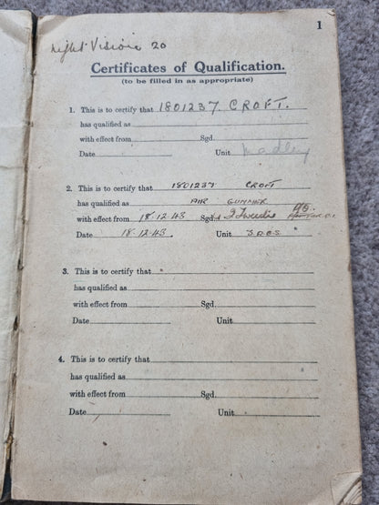 WW2 RAF Flying Suit, Helmet, Flying Log Book, Medals Set - F G CROFT