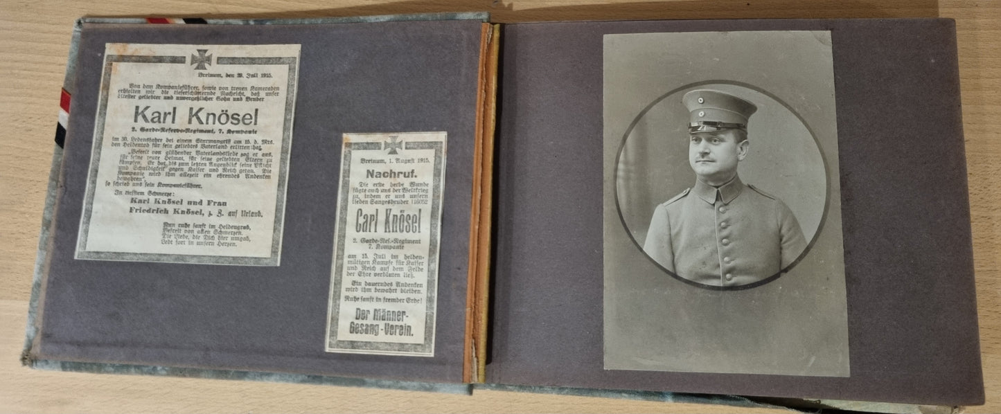 SOLD! WW1 German Army Soldier's Photo Album - 47 Photos + 7 Memorials