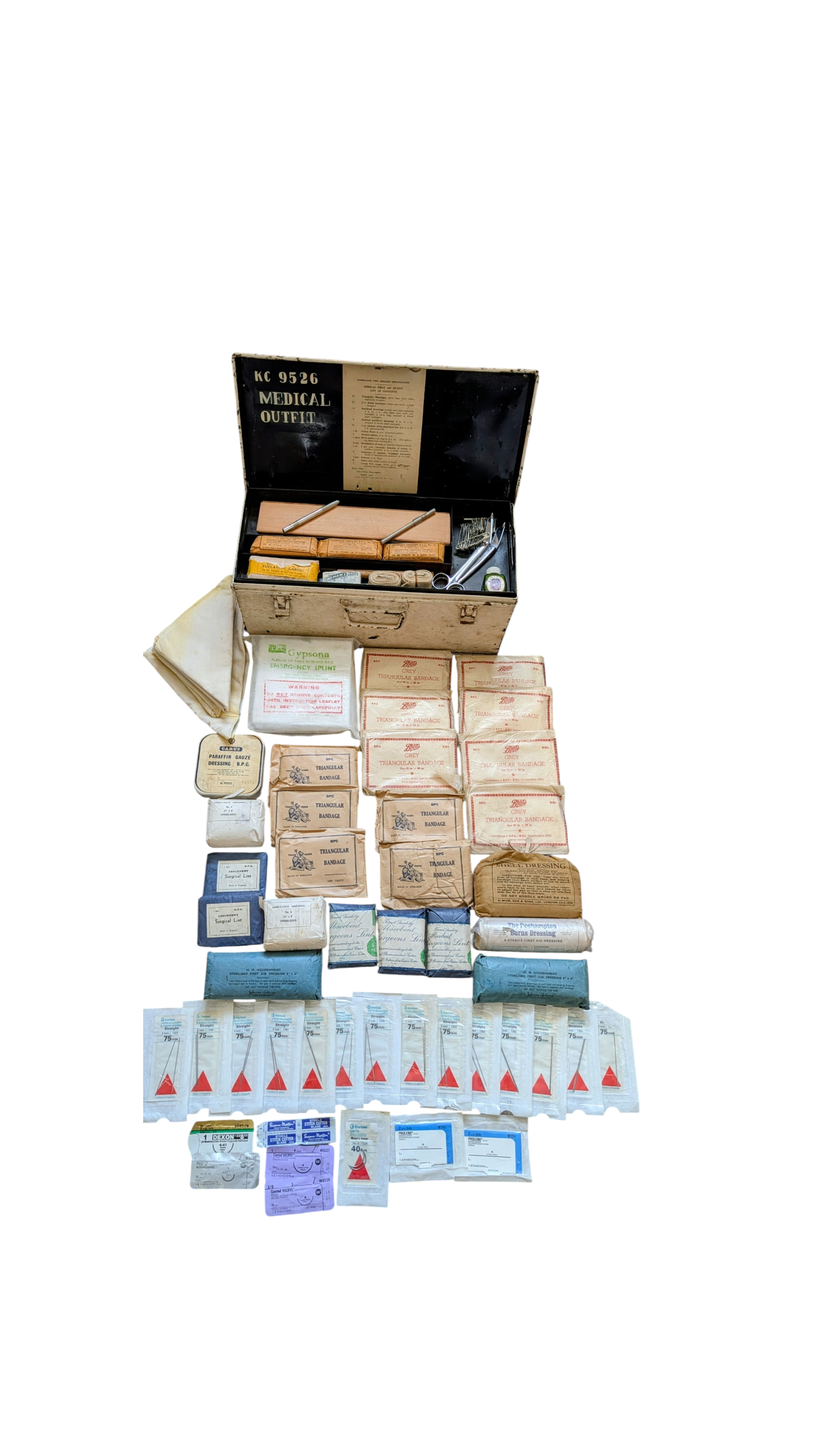 WW2 Emergency Fire Brigade Medical First Aid Tin Box with Contents 1941