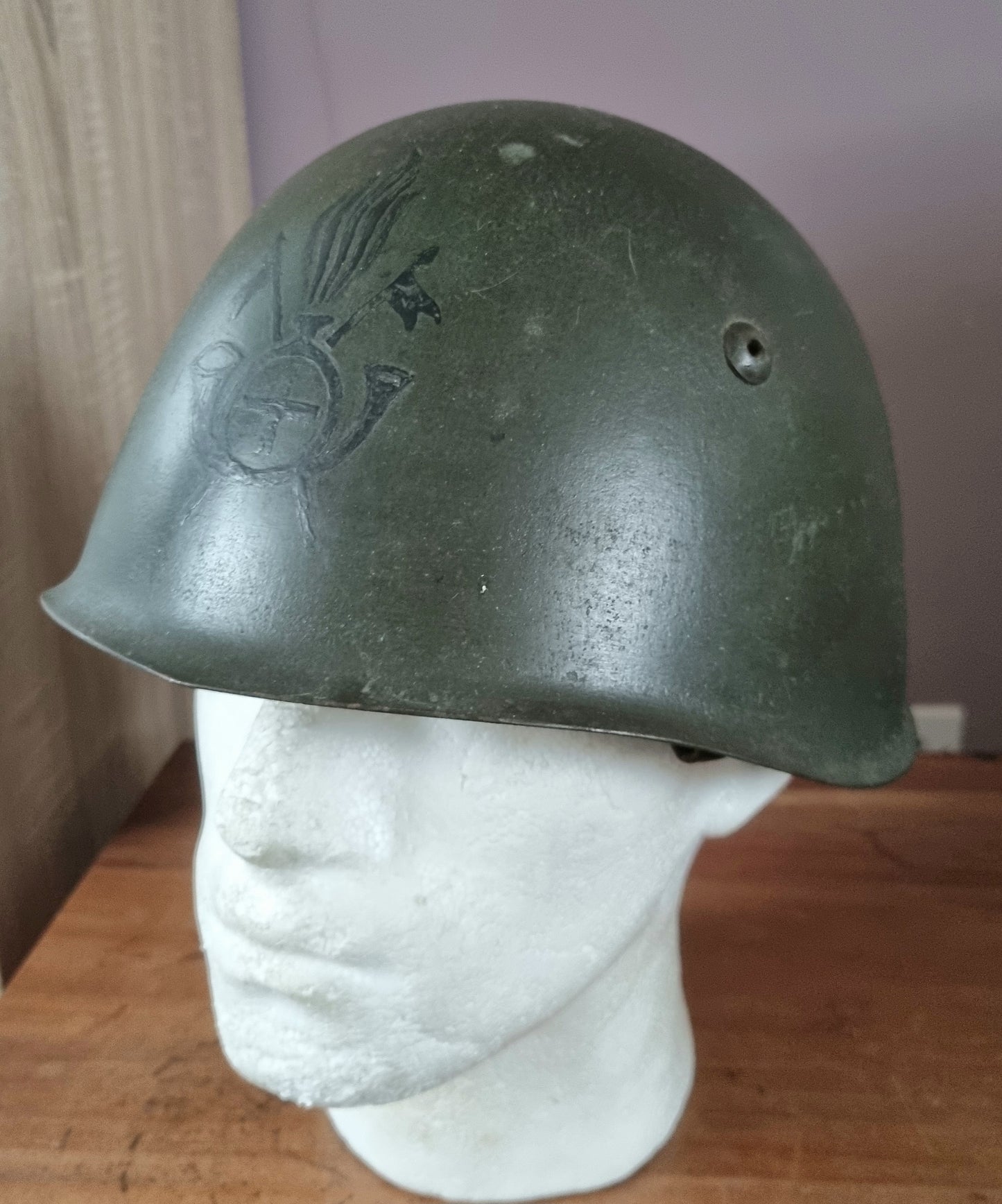Rare WW2 Italian Army M33 Helmet With Lancers Lancieri Decal