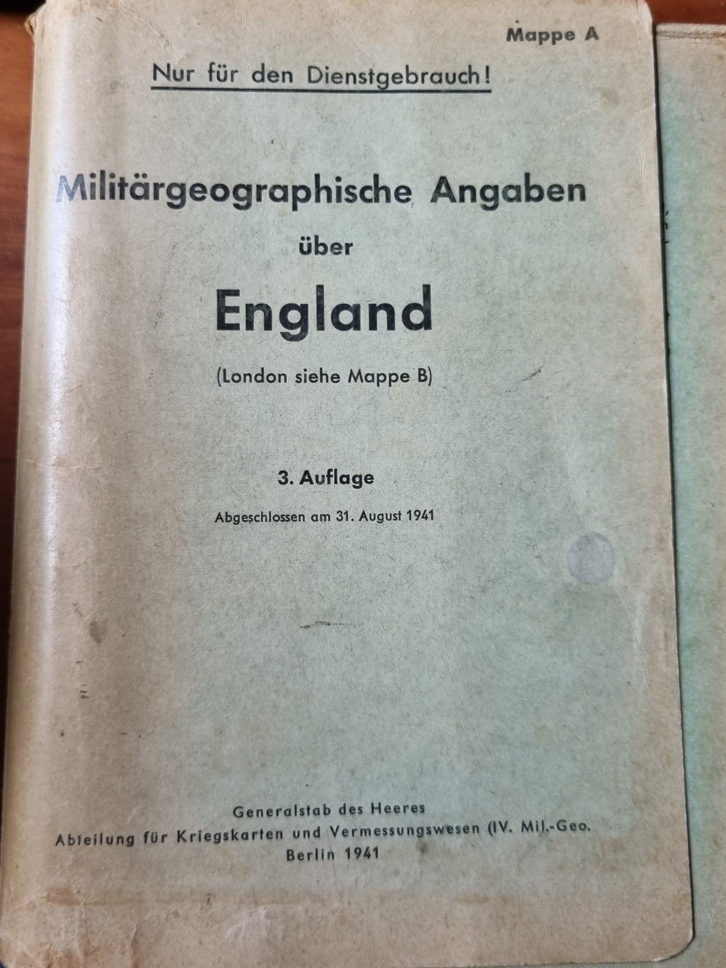 SOLD! Rare Operation Sealion  Planning Map Folder for England