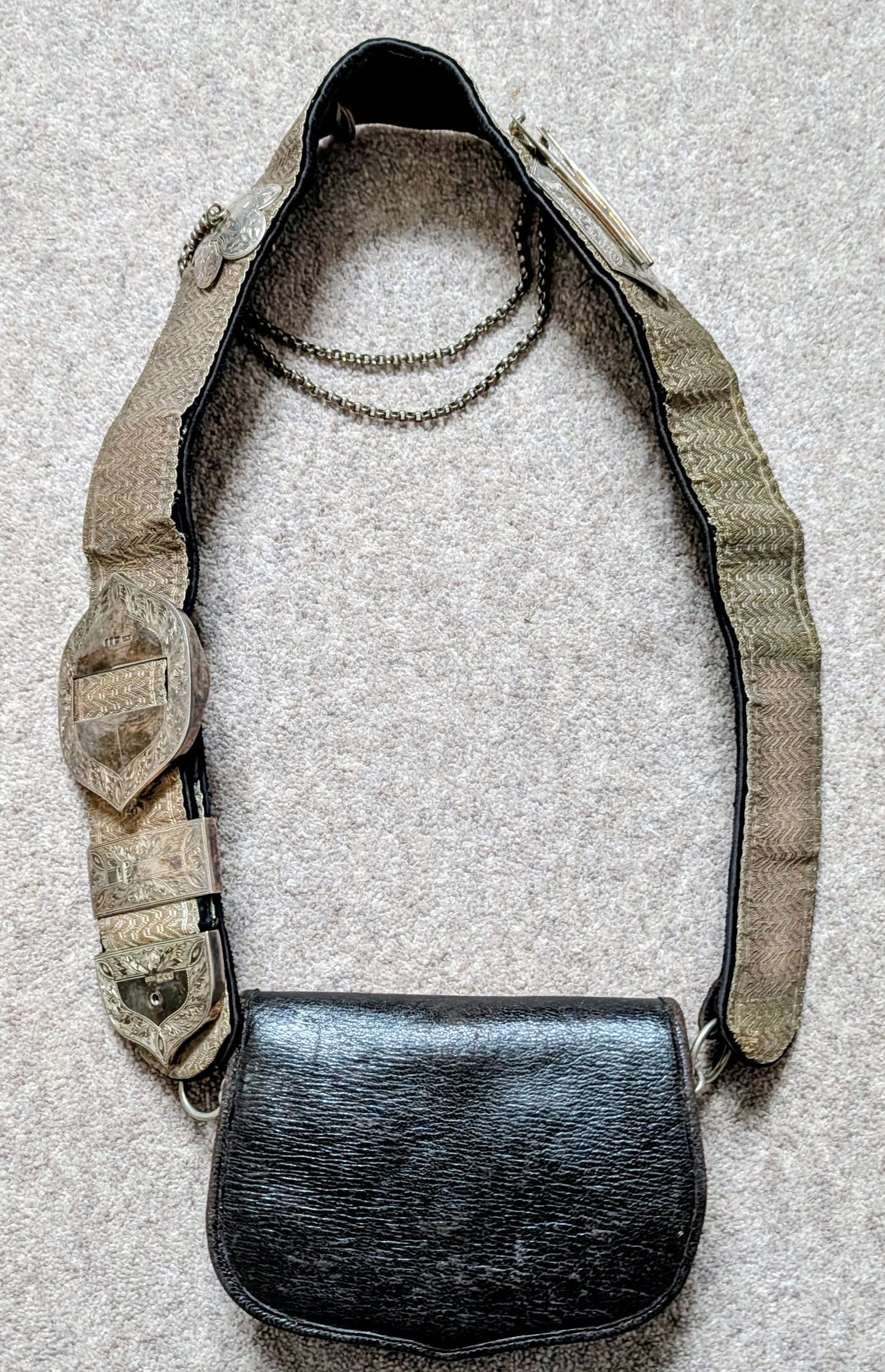 SOLD! Beautiful Edwardian Montgomeryshire Yeomanry CrossBelt & Pouch & Cover - Solid Silver Fittings