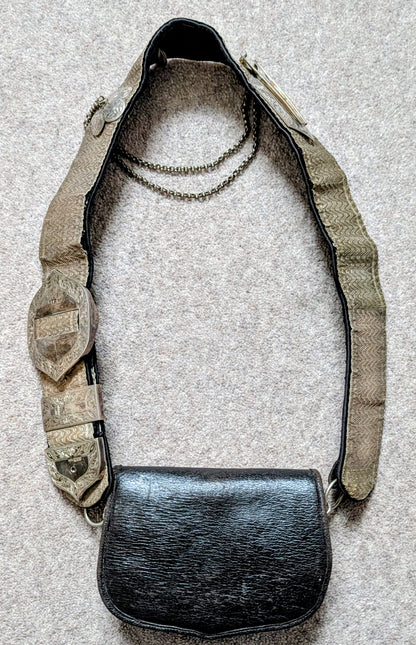 SOLD! Beautiful Edwardian Montgomeryshire Yeomanry CrossBelt & Pouch & Cover - Solid Silver Fittings