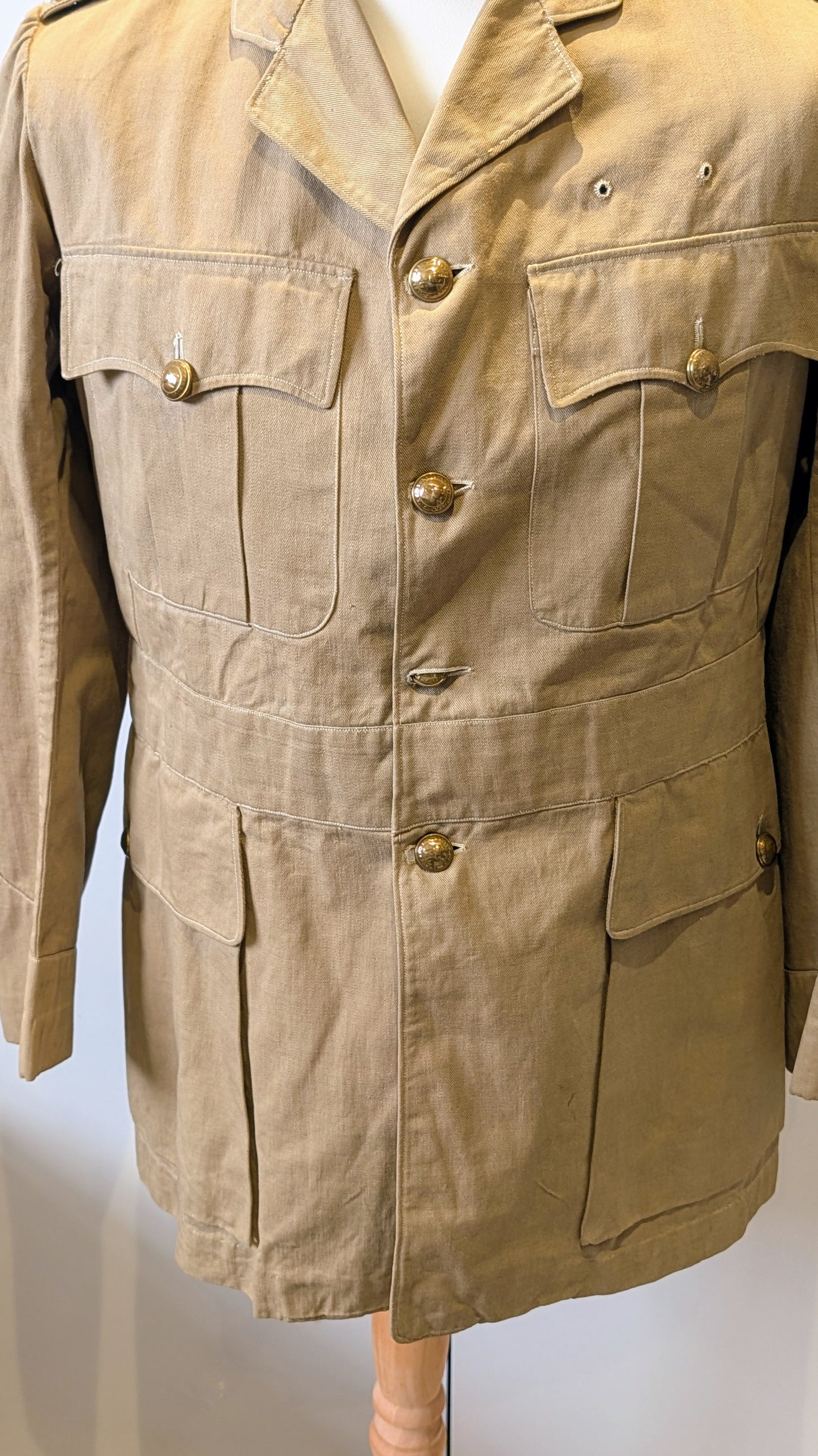 WW1 Era Indian 126th Baluchistan Regiment Lieutenant Colonel's Khaki Drill KD Jacket