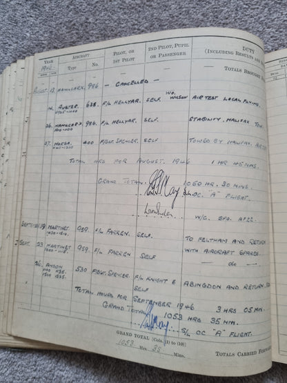 SOLD! WW2 RAF Flying Log Book to RW Durrant Observer Engineer Bombers, Tobruk Interest