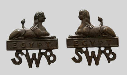South Wales Borderers Regiment Officer's Bronzed Collar Badge Pair