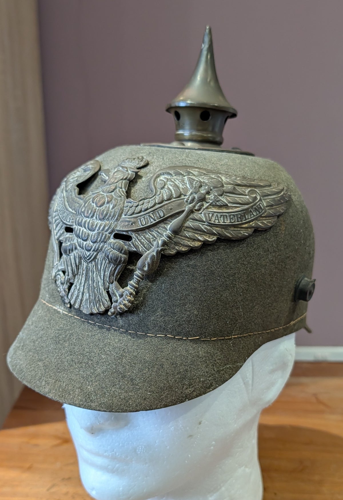 M15 WW1 German Prussian Grenadier Ersatz Felt Enlisted mans Pickelhaube Helmet