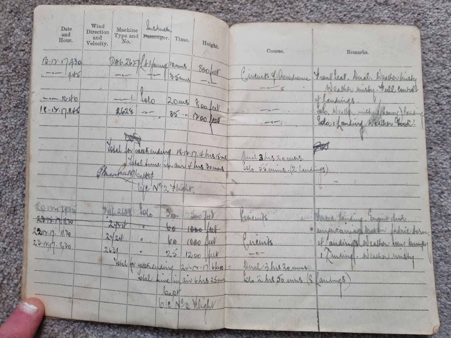 SOLD! WW1 RFC Flying Log Book Photo & RFC Papers to 2nd Lieut H C Derham