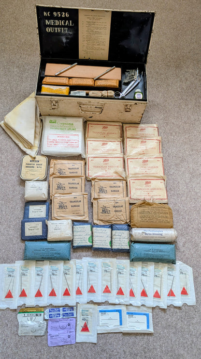 WW2 Emergency Fire Brigade Medical First Aid Tin Box with Contents 1941